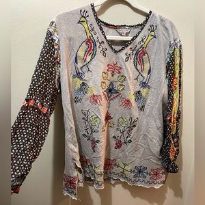 Embroidered Long Sleeve John Mark Top size XL